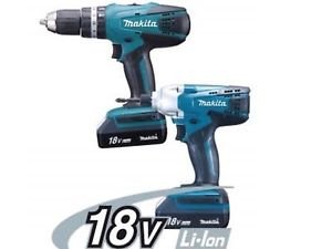 MAKITA 18V Cordless Combi Lithium Drill & Lithium Impact Driver Twin Pack Complete KIT with Heavy Duty Carrying CASE + Free MAKITA Gold Impact Accessories