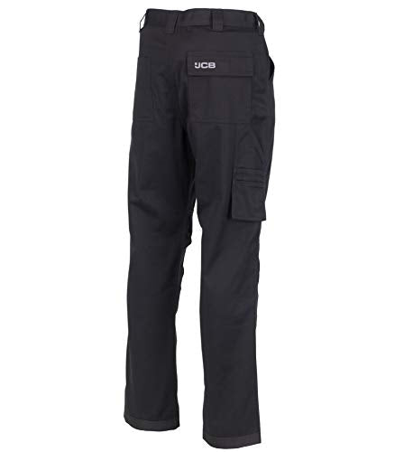 JCB - Mens Work Trousers - Cargo Trouser Men - Fits Large - Essential Workwear Trousers - Black - Size 32