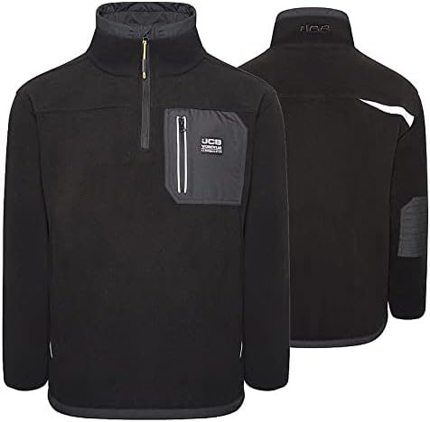 JCB - Trade Heavyweight 1/4 Zip Fleece, Medium - Made with 100% Polyester Polar Fleece - Men's Jumpers Branding Details - Cordura Fabric Elbow Patches - Mens Clothes - 320gsm - Black