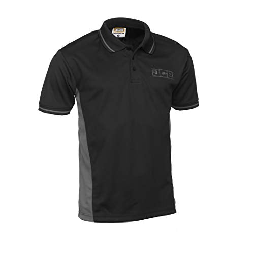 JCB - Workwear Men's Polos - Polo Shirt - Performance Polo Shirt, D+IB - Black/Grey, Size Small