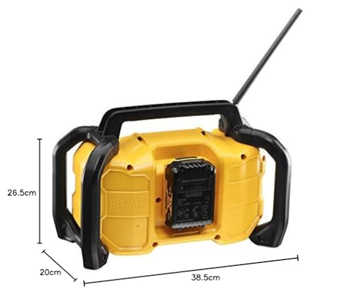 Dewalt XR DCR029 Battery and Mains Radio (DAB+ and FM Stereo Radio, Extremely Robust Casing, with Bluetooth, Digital Display with Backlight, Battery and Charger Not Included)