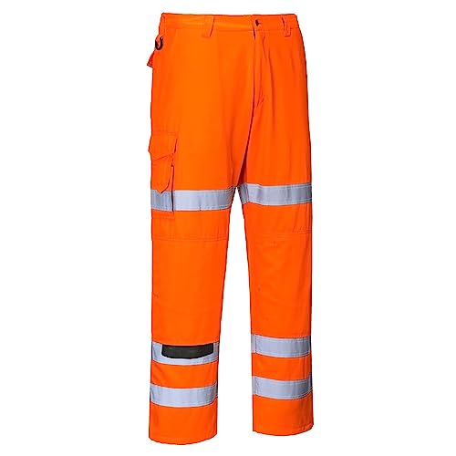 Portwest RT49 Hi-Vis Three Band Work Trouser Orange, Medium