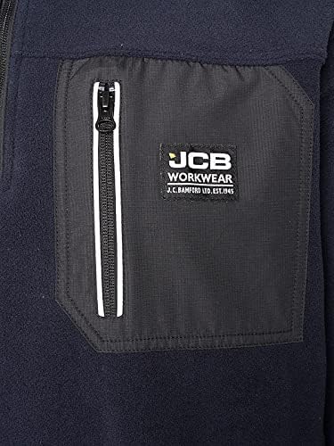 JCB - Trade Heavyweight 1/4 Zip Fleece, X-Large - Made with 100% Polyester Polar Fleece - Men's Jumpers Branding Details - Cordura Fabric Elbow Patches - Mens Clothes - 320gsm - Navy