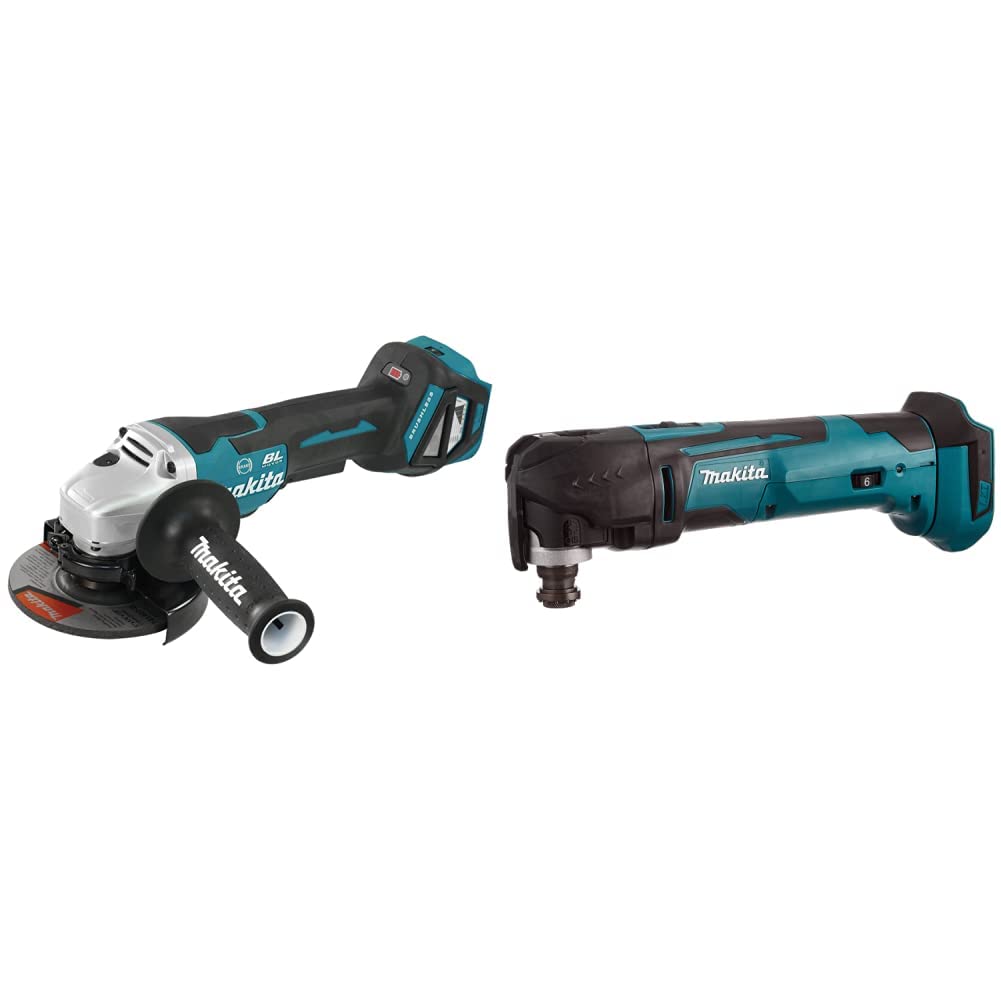 Makita DGA517Z 18V Li-Ion LXT Brushless 125mm Angle Grinder - Batteries and Charger Not Included & DTM51Z Multi-Tool, 18 V,Blue