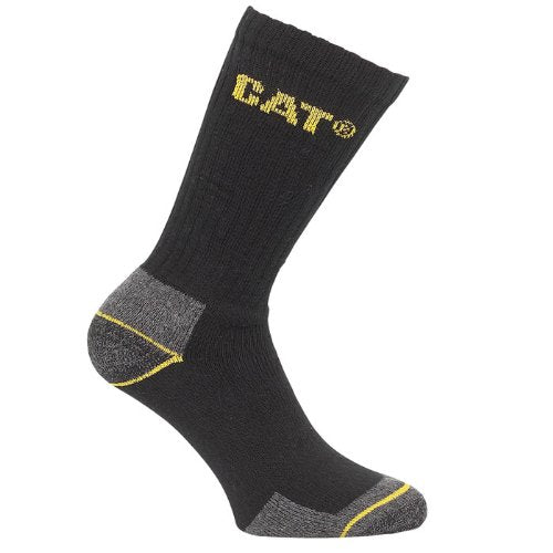 CAT Caterpillar Workwear Black And Grey Crew Socks Pack Of 3 Pairs - Shoe Size 6 - 11