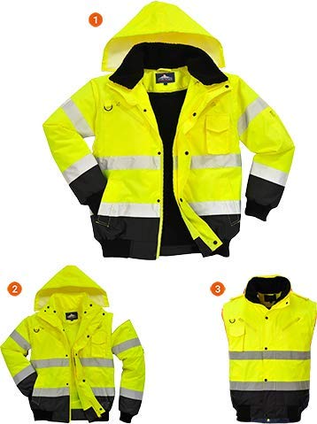 Portwest C465 Hi-Vis 3-in-1 Contrast Bomber Jacket Orange/Navy, Small