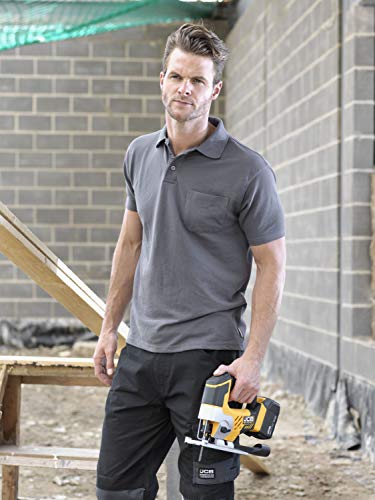 JCB Workwear Essential Polo Shirt , 65% Cotton 35% Polyester , X-Large Size, Grey