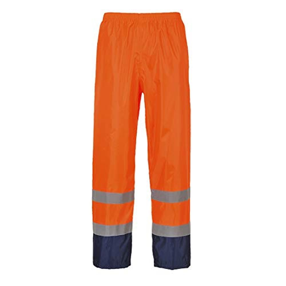 Portwest H444 Hi Vis Waterproof Rain Trousers - Reflective Lightweight Contrast Safety Pants Class 1 Yellow/Black, Large