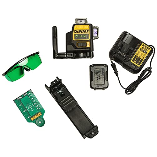 Dewalt Line Laser Level & Case Set of 3x 360 Degrees, Green, 10.8 V, 2 Ah, 2 Pieces, DCE089D1G QW