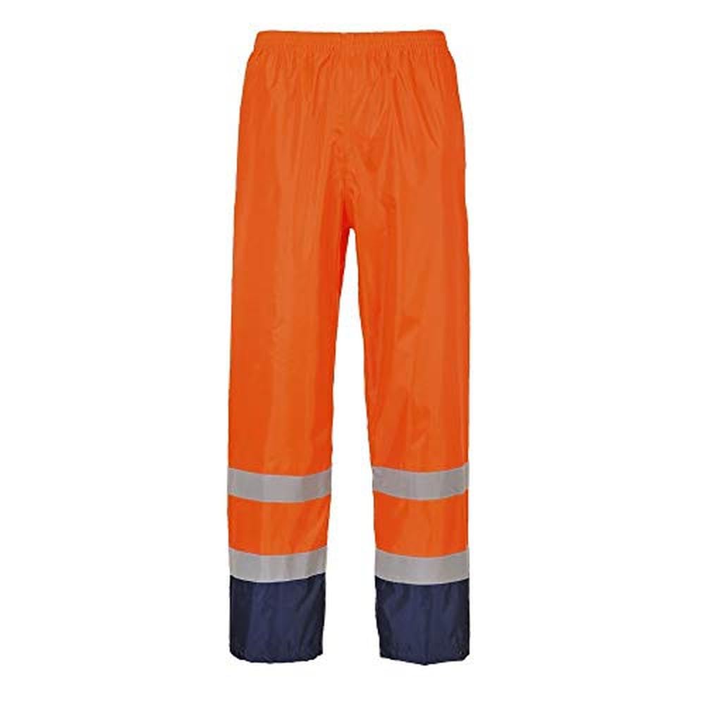 Portwest H444 Hi Vis Waterproof Rain Trousers - Reflective Lightweight Contrast Safety Pants Class 1 Yellow/Black, Large