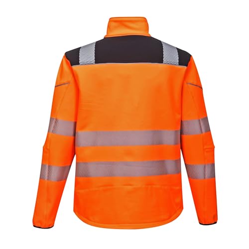 Portwest T402 Men's PW3 Hi Vis Safety Jacket - Windproof Water Resistant High Visibility Reflective Softshell Jacket Yellow/Black, XX-Large