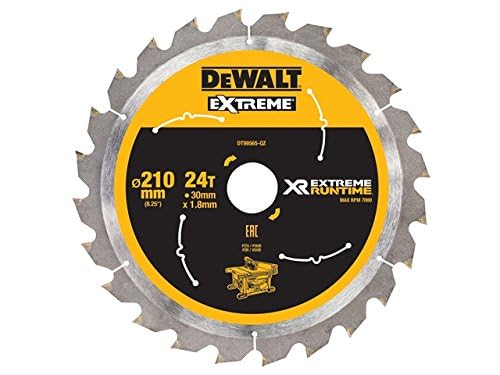 Dewalt DT99565-QZ DT99565-QZ-Hojas para Sierra Circular Estacionaria XR Extreme RUNTIME 210mm x 30mm 24D, Black/Yellow