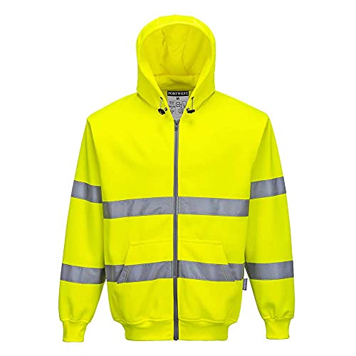 Portwest Hi-Vis Zip Front Hoodie, Size: L, Colour: Yellow, B305YERL