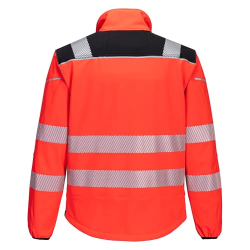 Portwest T402 Men's PW3 Hi Vis Safety Jacket - Windproof Water Resistant High Visibility Reflective Softshell Jacket Yellow/Black, XX-Large