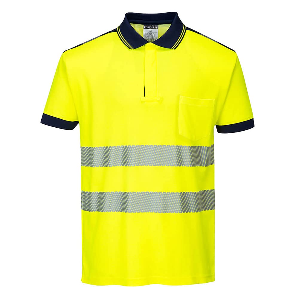 Portwest PW3 Hi-Vis Polo Shirt S/S, Size: M, Colour: Orange/Black, T180OBRM