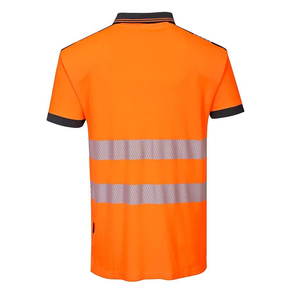 Portwest PW3 Hi-Vis Polo Shirt S/S, Size: M, Colour: Orange/Black, T180OBRM