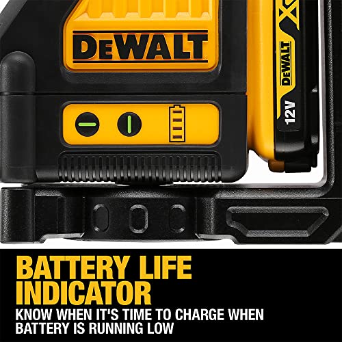 DEWALT 2-Way Self Levelling Cross Line Green Beam Laser with Battery XR 12V 2.0Ah Li-Ion and Charger DCE088D1G