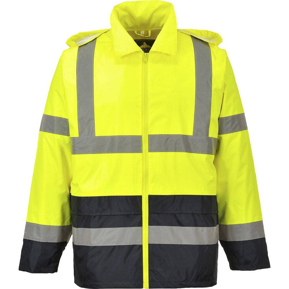 Portwest Hi-Vis Classic Contrast Rain Jacket, Size: XXXL, Colour: Yellow/Black, H443YBRXXXL