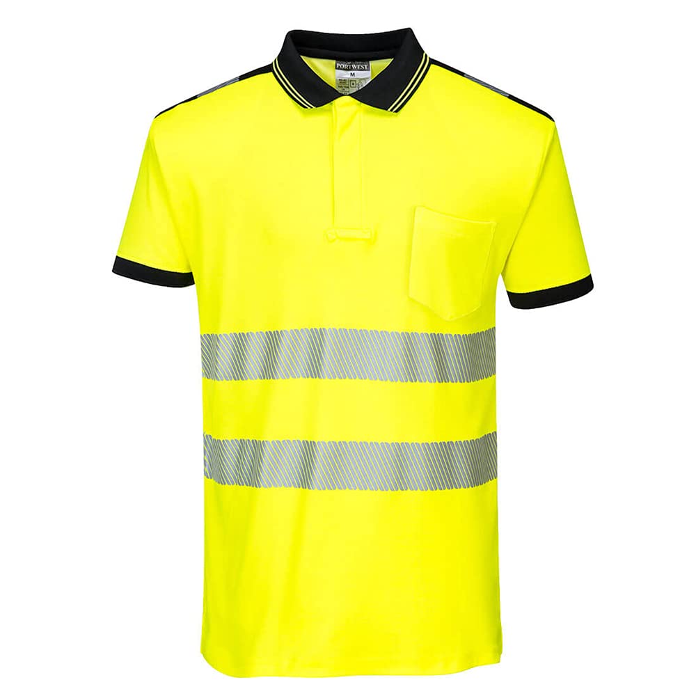 Portwest PW3 Hi-Vis Polo Shirt S/S, Size: M, Colour: Orange/Black, T180OBRM