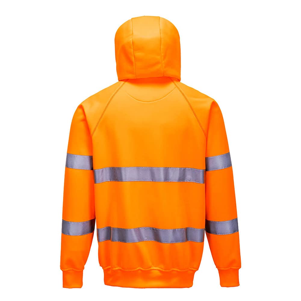 Portwest B304ORRXXXL Men's High Visibility Reflective Hooded Sweatshirt, Orange, 3Xl