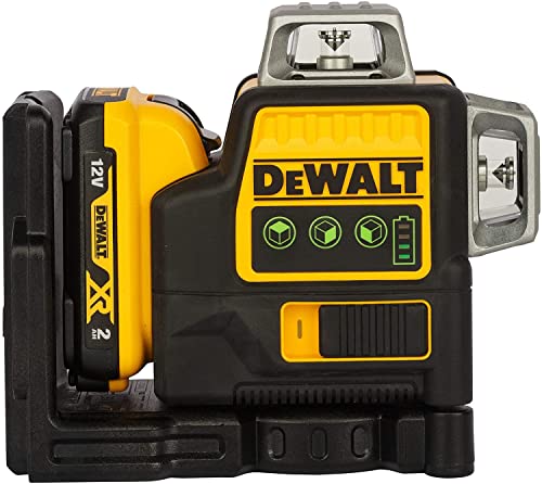 DEWALT Self Levelling Multi Line 3 x 360 Degrees Green Beam Laser 12V MAX* with Battery 2.0Ah Li-Ion and Charger Carry Case DCE089D1G