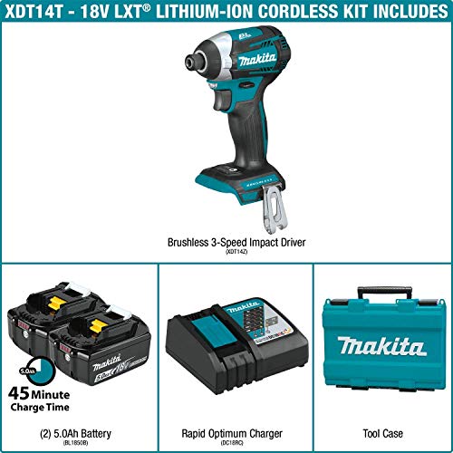 Makita XDT14Z 18V LXT Lithium-Ion Brushless Cordless Quick-Shift Mode 3-Speed Impact Driver, Tool Only, by Makita