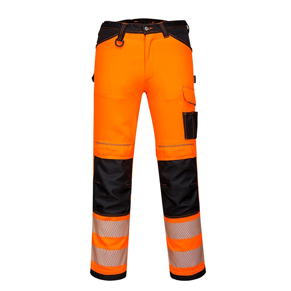 Portwest PW340 Men's PW3 Hi Vis Work Trousers Orange/Black, 36