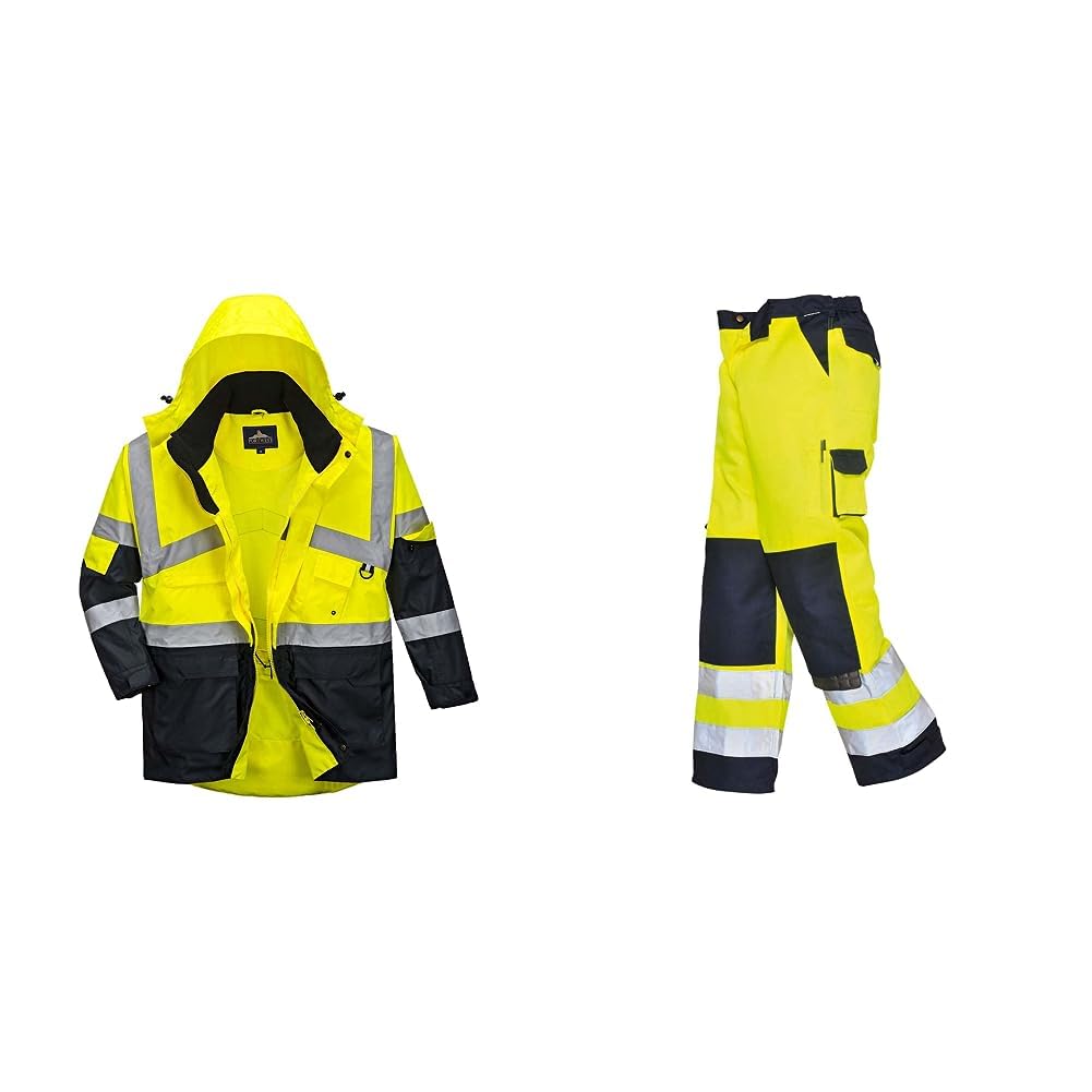 HI VIS Breathable Safety Jacket Coat Radio Loop D Ring High Visibility Workwear