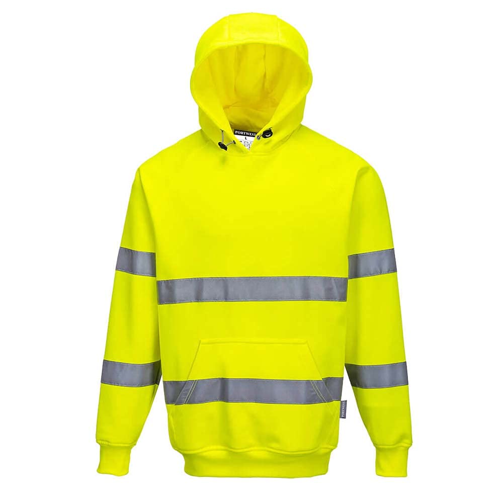 Portwest B304ORRXXXL Men's High Visibility Reflective Hooded Sweatshirt, Orange, 3Xl