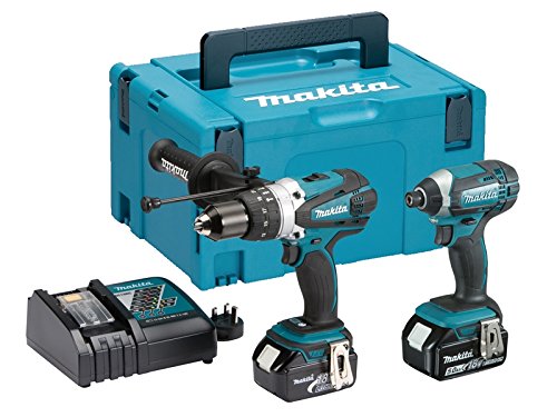 Makita DLX2145TJ 18V Li-ion LXT 2 Piece Combo Kit comprising DHP458Z and DTD152Z Complete with 2 x 5.0 Ah Li-ion Batteries and Charger Supplied in a Makpac Case