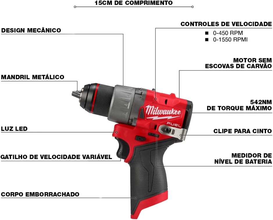 Milwaukee 1/2" Drill Driver - 12V Fuel - 3403-20 Without Battery and Without Charger