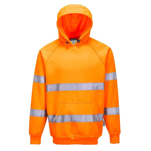 Portwest B304ORRXXXL Men's High Visibility Reflective Hooded Sweatshirt, Orange, 3Xl