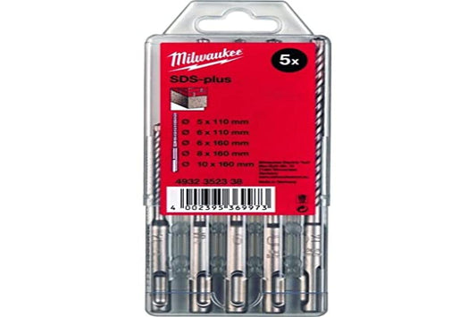 Milwaukee Hammer Drill Bit SDS-Plus L = 110/160 mm, Type 2, Cassette 5-Piece