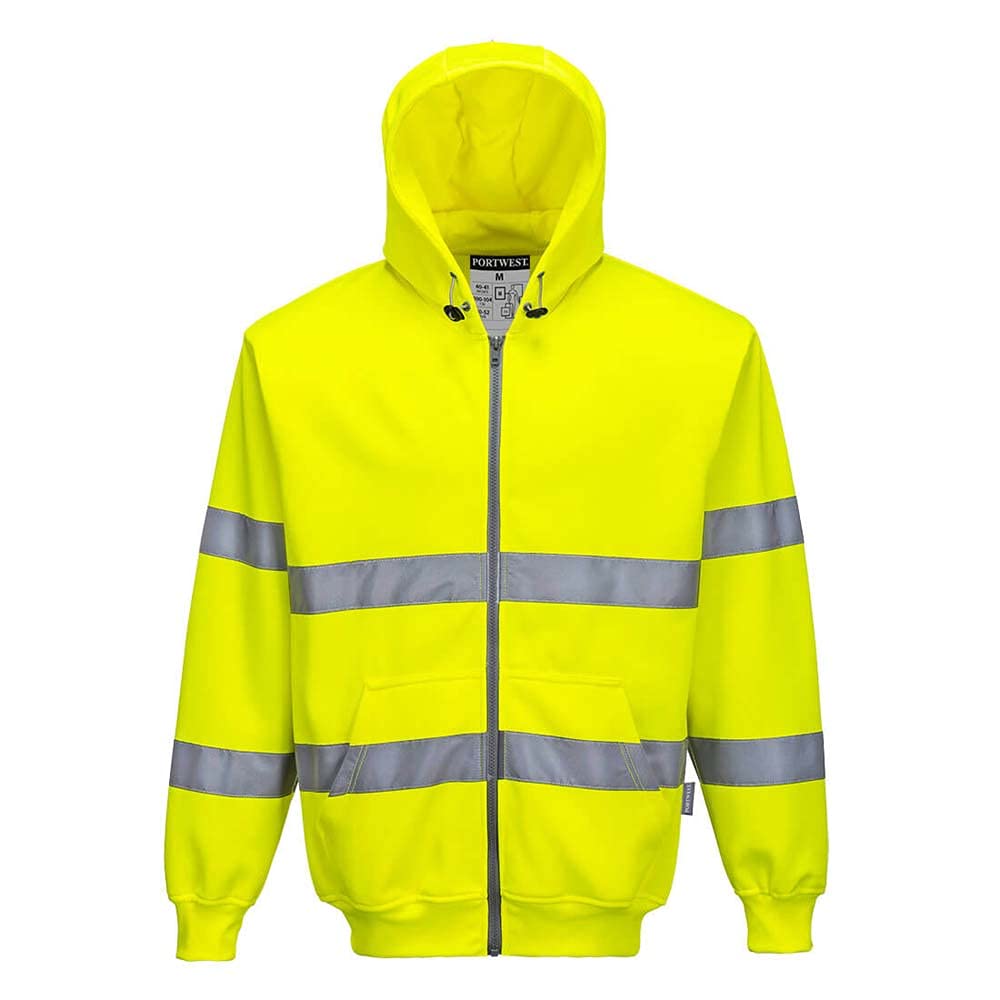 Portwest Hi-Vis Zip Front Hoodie, Size: L, Colour: Yellow, B305YERL