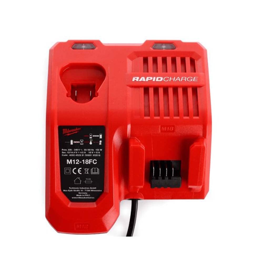 M18 B5 REDLITHIUM-ION™ Slide Battery Pack 18V 5.0Ah Li-ion, Black & M12-18FC M12-M18 Multi Fast Charger, 230 V, One Size