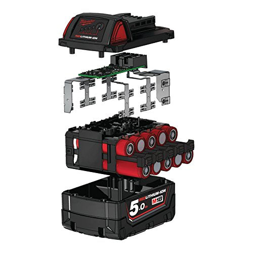 Milwaukee M18B5 M18 5.0Ah Red Lithium-Ion Battery