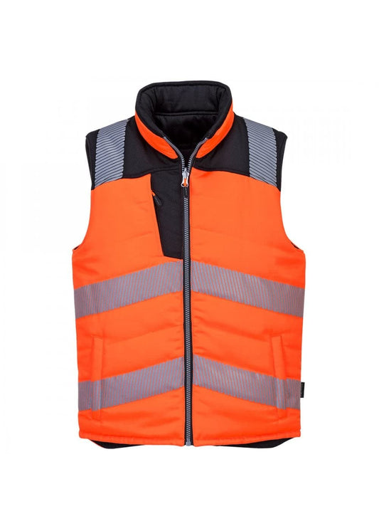 Portwest PW3 Hi-Vis Reversible Bodywarmer, Size: S, Colour: Orange/Black, PW374OBRS