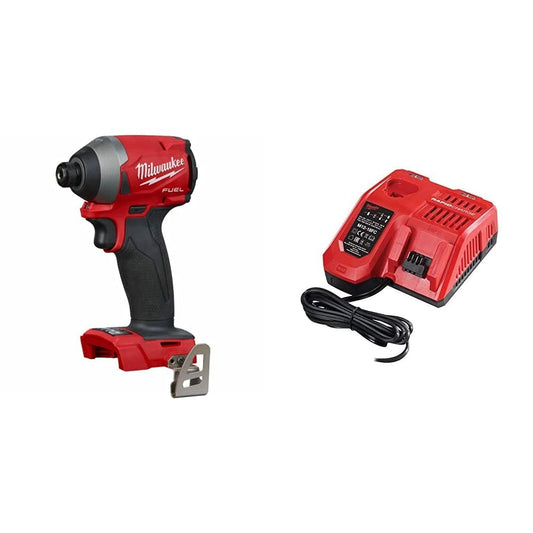 Milwaukee 4933464087 M18FID2-0 18V Impact Driver GEN 2 Body Only - Black-Red & M12-18FC M12-M18 Multi Fast Charger, 230 V, One Size