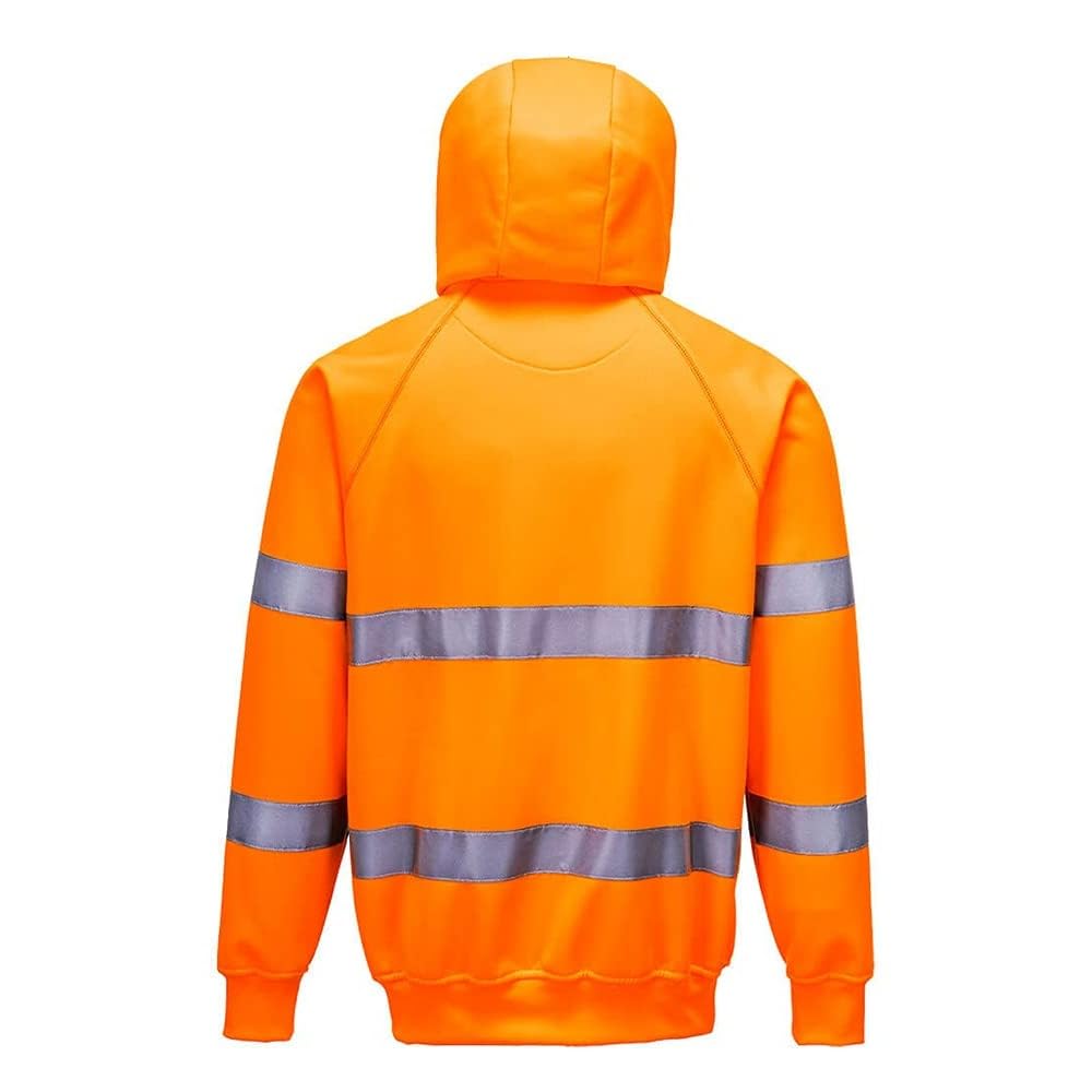 Portwest B304ORRXXXL Men's High Visibility Reflective Hooded Sweatshirt, Orange, 3Xl