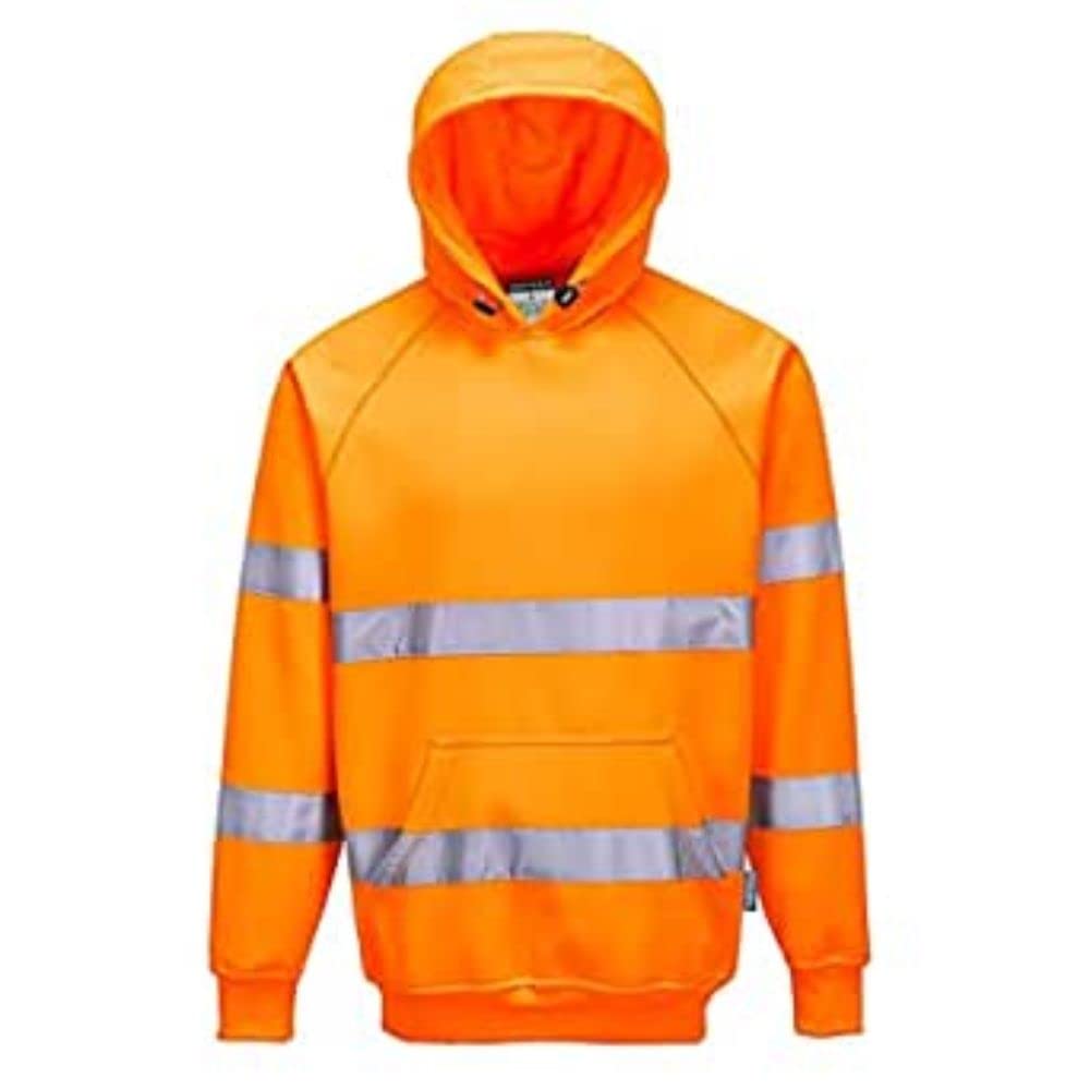 Portwest B304ORRXXXL Men's High Visibility Reflective Hooded Sweatshirt, Orange, 3Xl