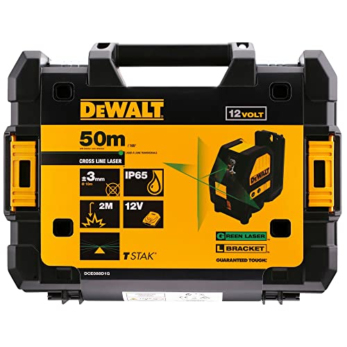 DEWALT 2-Way Self Levelling Cross Line Green Beam Laser with Battery XR 12V 2.0Ah Li-Ion and Charger DCE088D1G