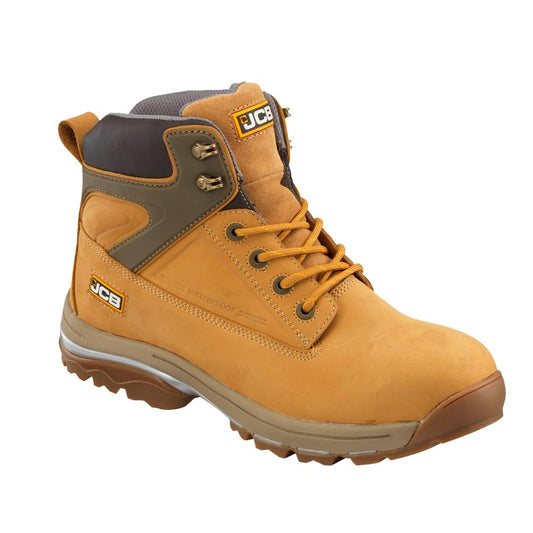 JCB - Leather Fast Track Safety Boots - S3 Rated Water Resistant Boots - Durable Footwear - for Safety & Comfort Women's Boots/Men's Boots - Honey Nubuck - Size 10 UK, 44 EU