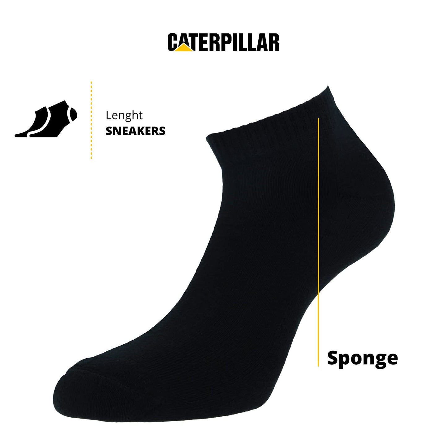 Caterpillar Sport Sneakers 6 Pairs Ankle Height Socks, Comfort Top, Cotton, Half Cushioned