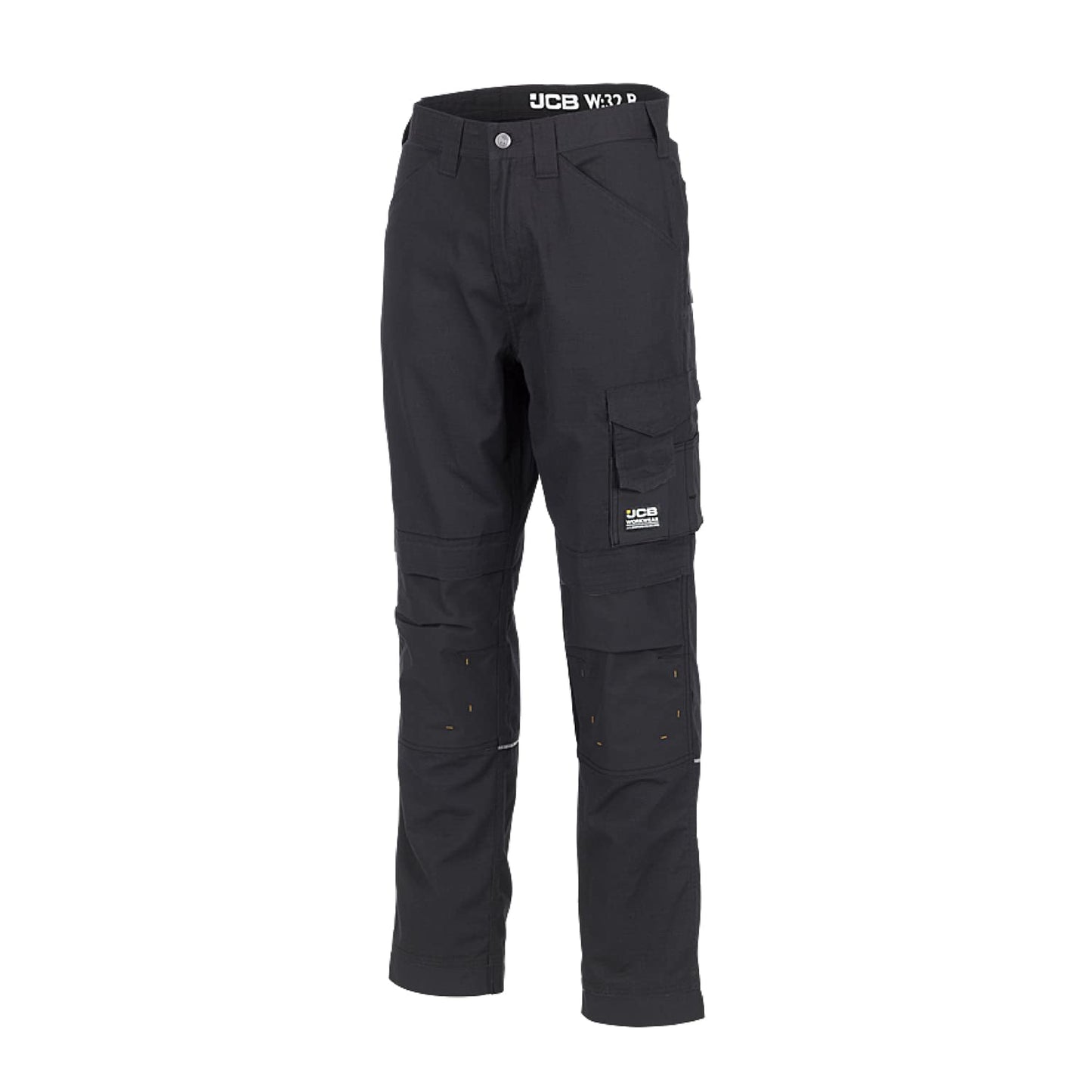 JCB - Trade Trousers for Men - Men's Workwear - Utility Pants - Reinforced Stitching - Cargo Trousers - Secure Pockets - Black - Regular Leg - 30W