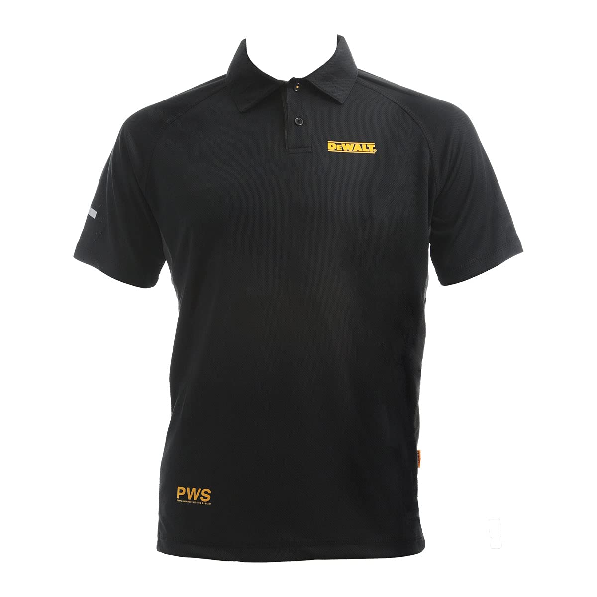 DEWALT Cheverley Lightweight Grey Polycotton Shorts Waist 30in Ruland PWS Performance Polo Shirt, Black, Size Medium