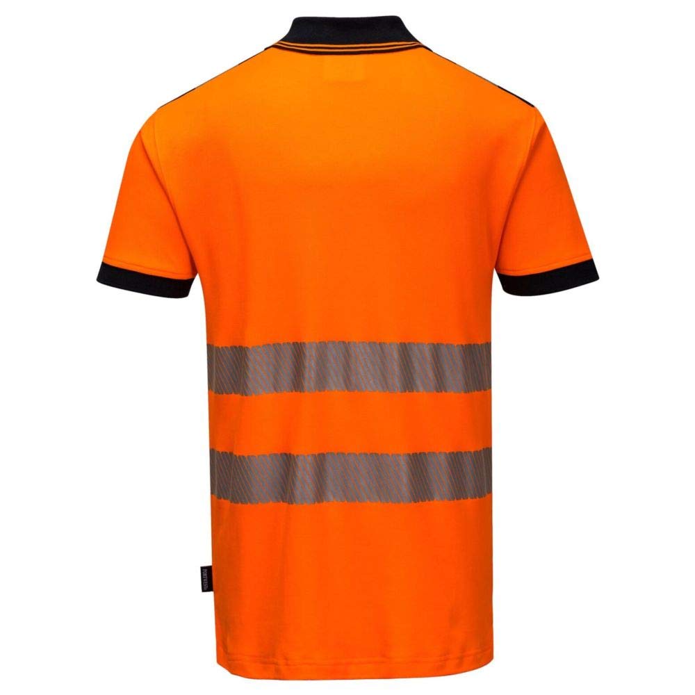 Portwest PW3 Hi-Vis Polo Shirt S/S, Size: M, Colour: Orange/Black, T180OBRM