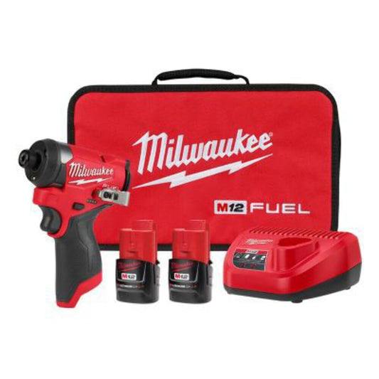 M12 Fuel 12V 1/4" Lithium-ion Cordless Impact Driver Kit - with 2 Batteries, Charger, and Tool Case