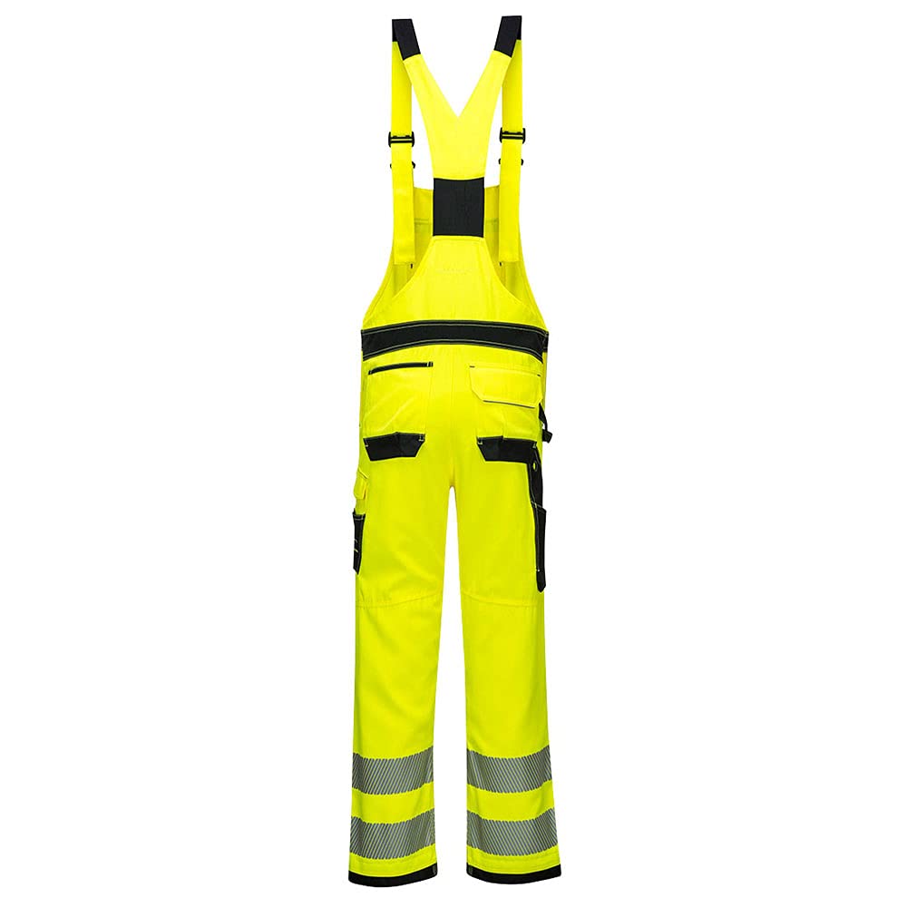 Portwest PW3 Hi-Vis Bib and Brace, Size: L, Colour: Yellow/Black, PW344YBRL