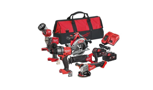 Milwaukee M18FPP7A3-503B 18V 7 Piece Cordless Kit with 3 x 5.0Ah Batteries, Charger & Bag