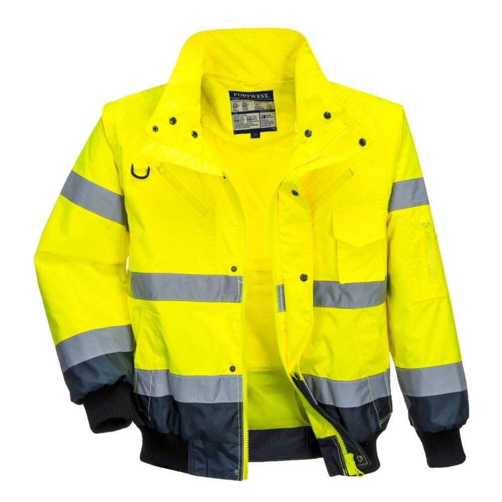 Portwest C465 Hi-Vis 3-in-1 Contrast Bomber Jacket Orange/Navy, Small